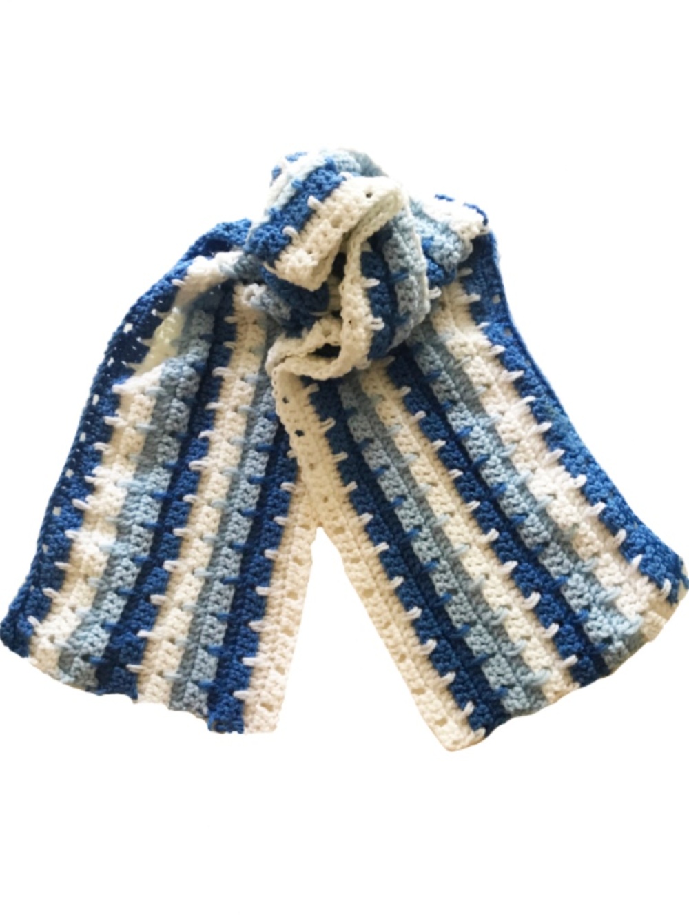 NWOT Blue & White Striped Wool Scarf